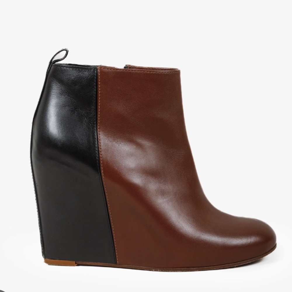 Authentic Celine x Phoebe Philo brown Black hidden wedge size 39 boots VGUC!